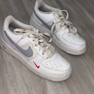 Nike Kids White, Gray, and Red Sneakers